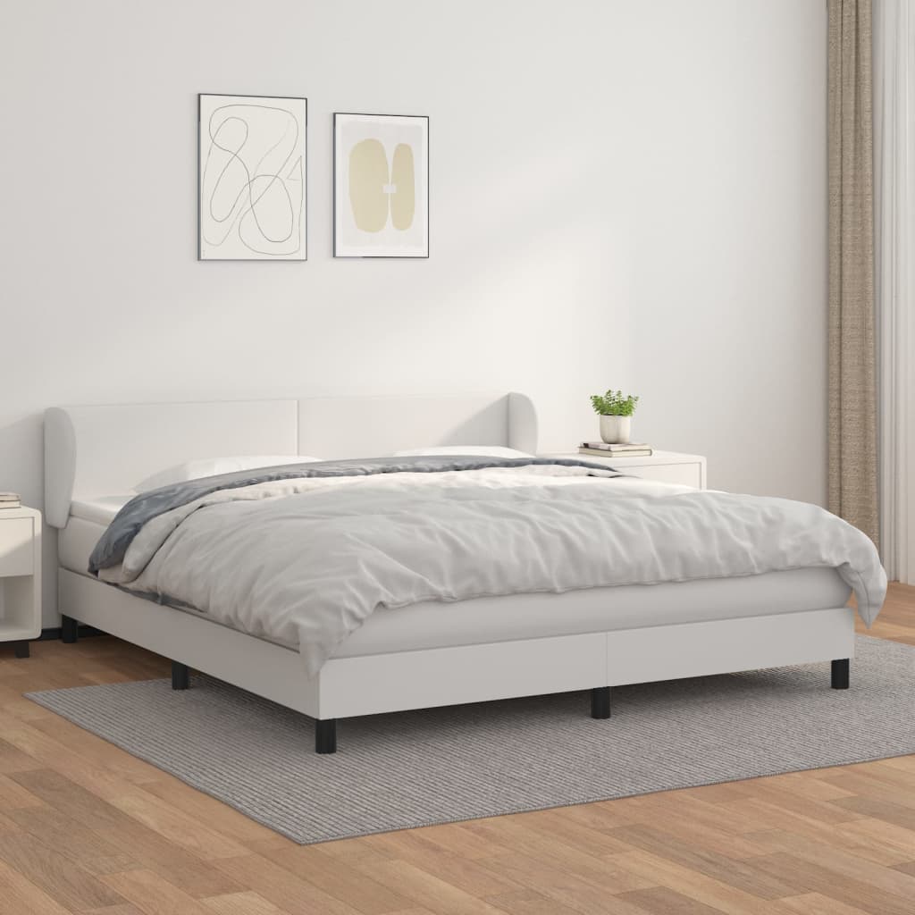 Boxspring met matras kunstleer wit 160x200 cm