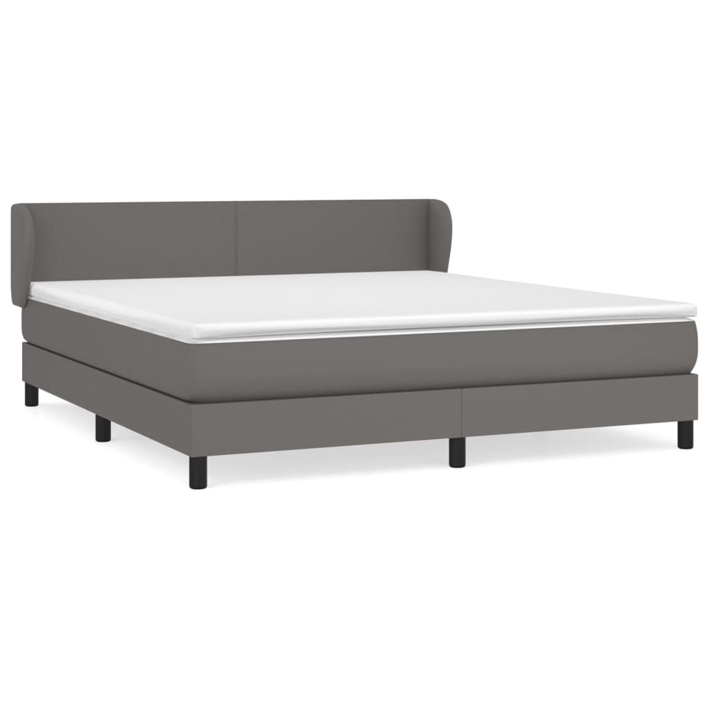 Boxspring met matras kunstleer grijs 160x200 cm