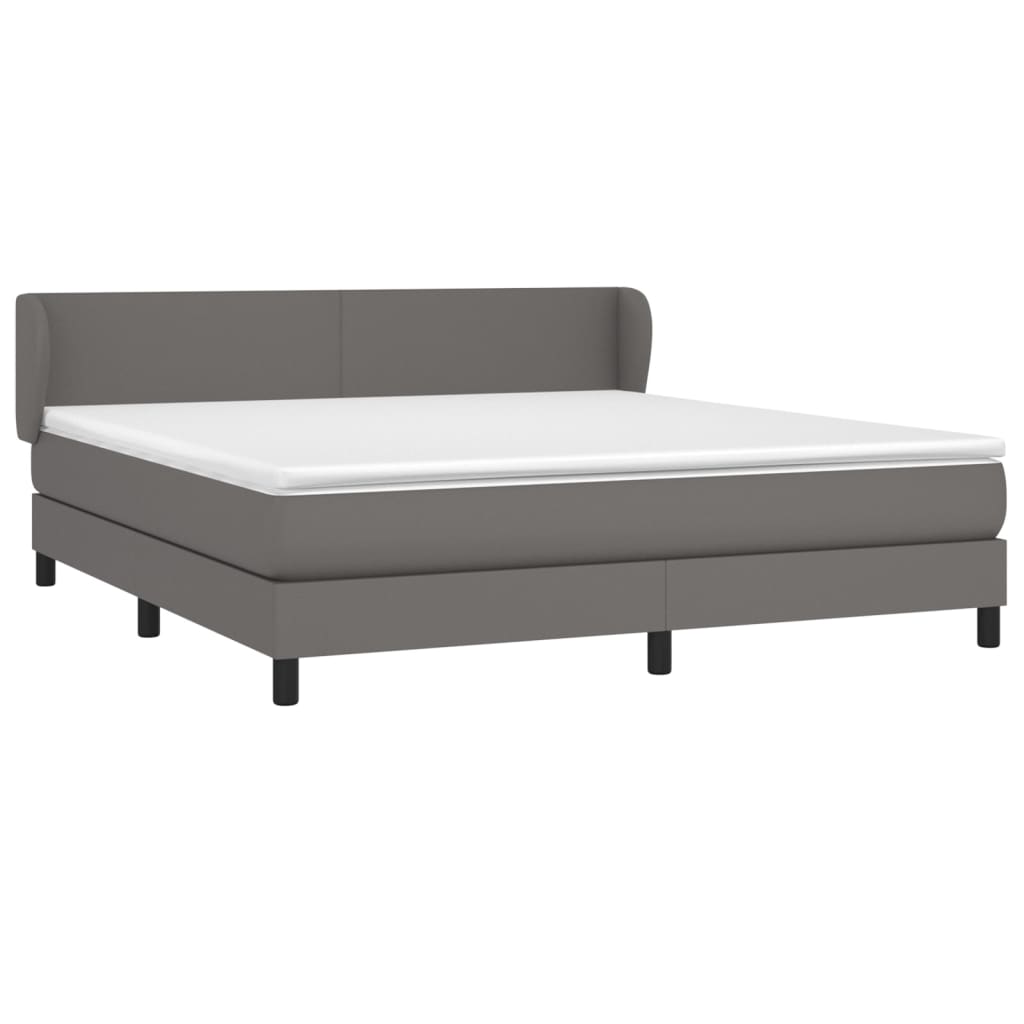 Boxspring met matras kunstleer grijs 160x200 cm