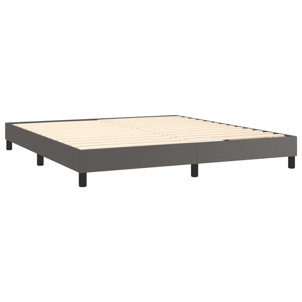 Boxspring met matras kunstleer grijs 160x200 cm