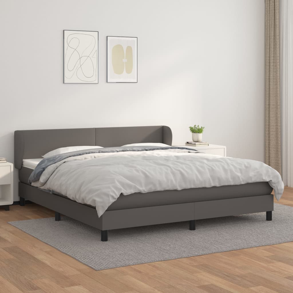 Boxspring met matras kunstleer grijs 160x200 cm