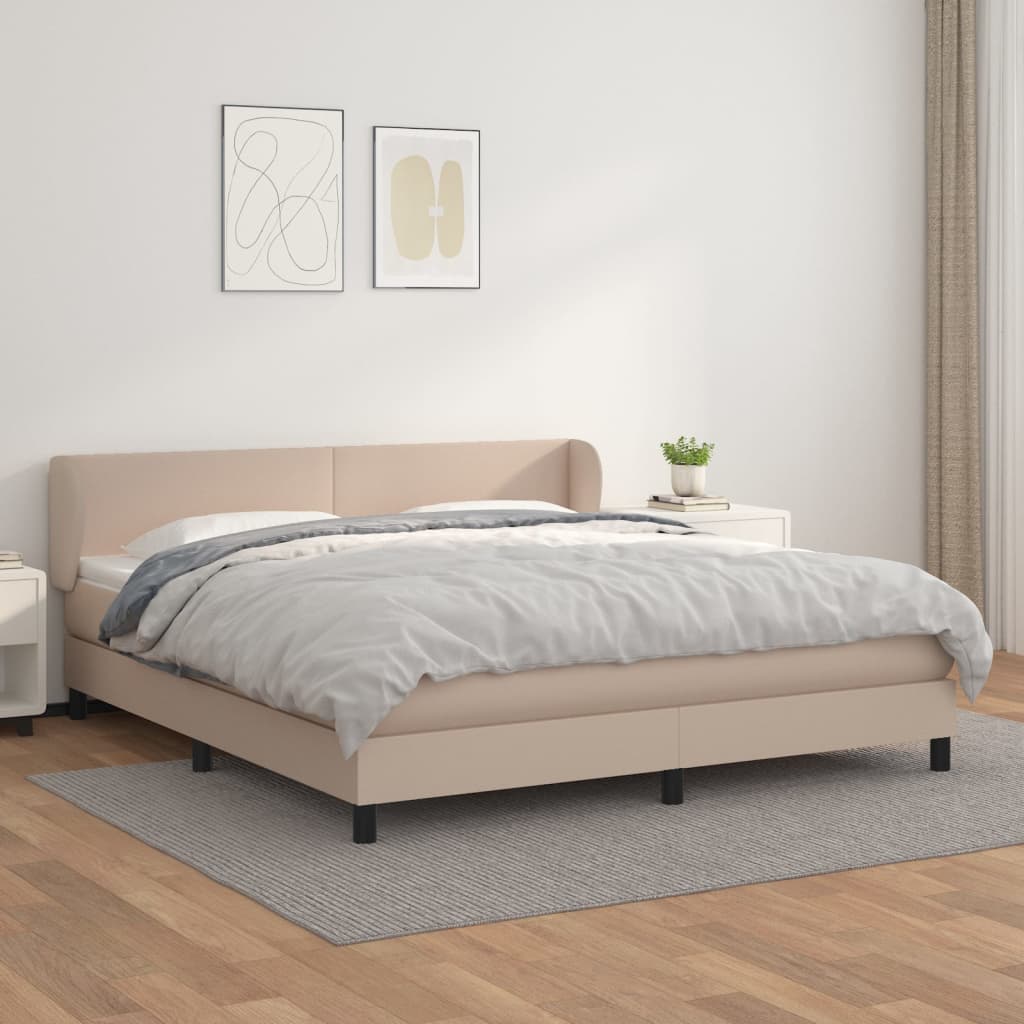 Boxspring met matras kunstleer cappuccinokleurig 160x200 cm