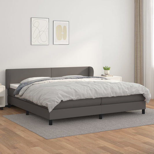 Boxspring met matras kunstleer grijs 200x200 cm