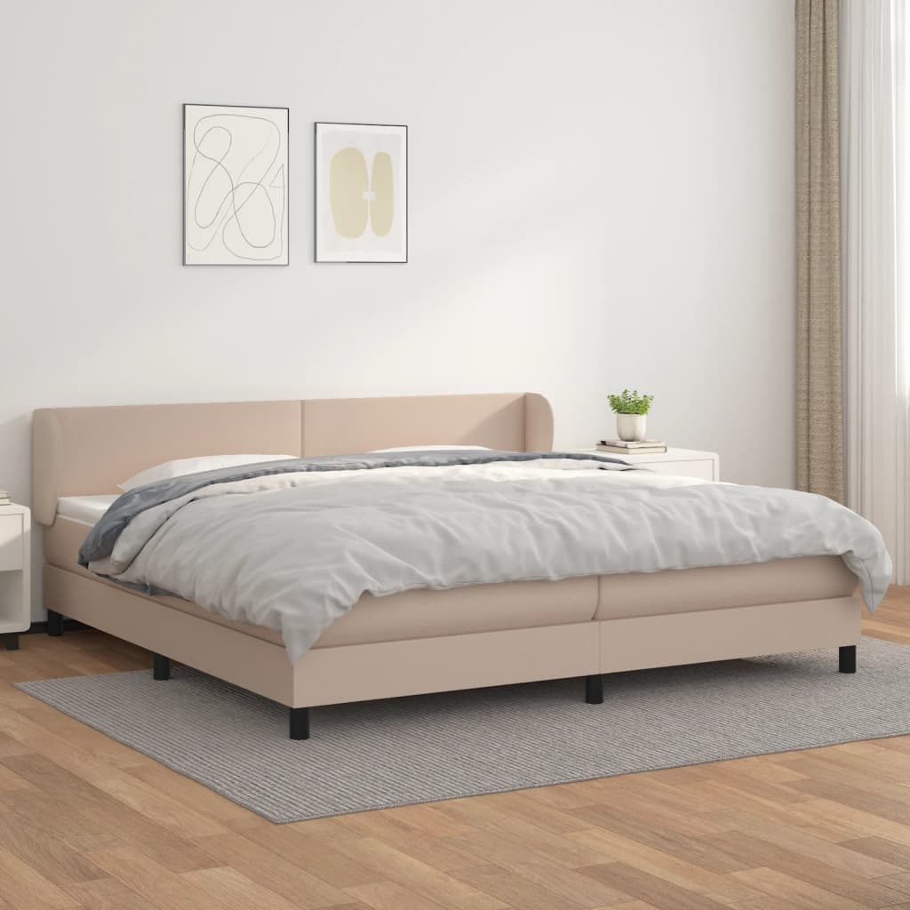 Boxspring met matras kunstleer cappuccinokleurig 200x200 cm