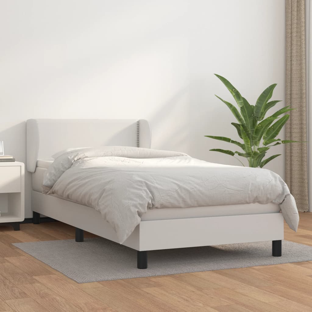 Boxspring met matras kunstleer wit 90x190 cm