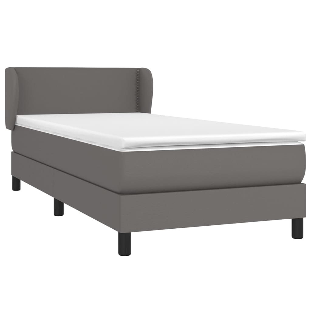 Boxspring met matras kunstleer grijs 90x190 cm