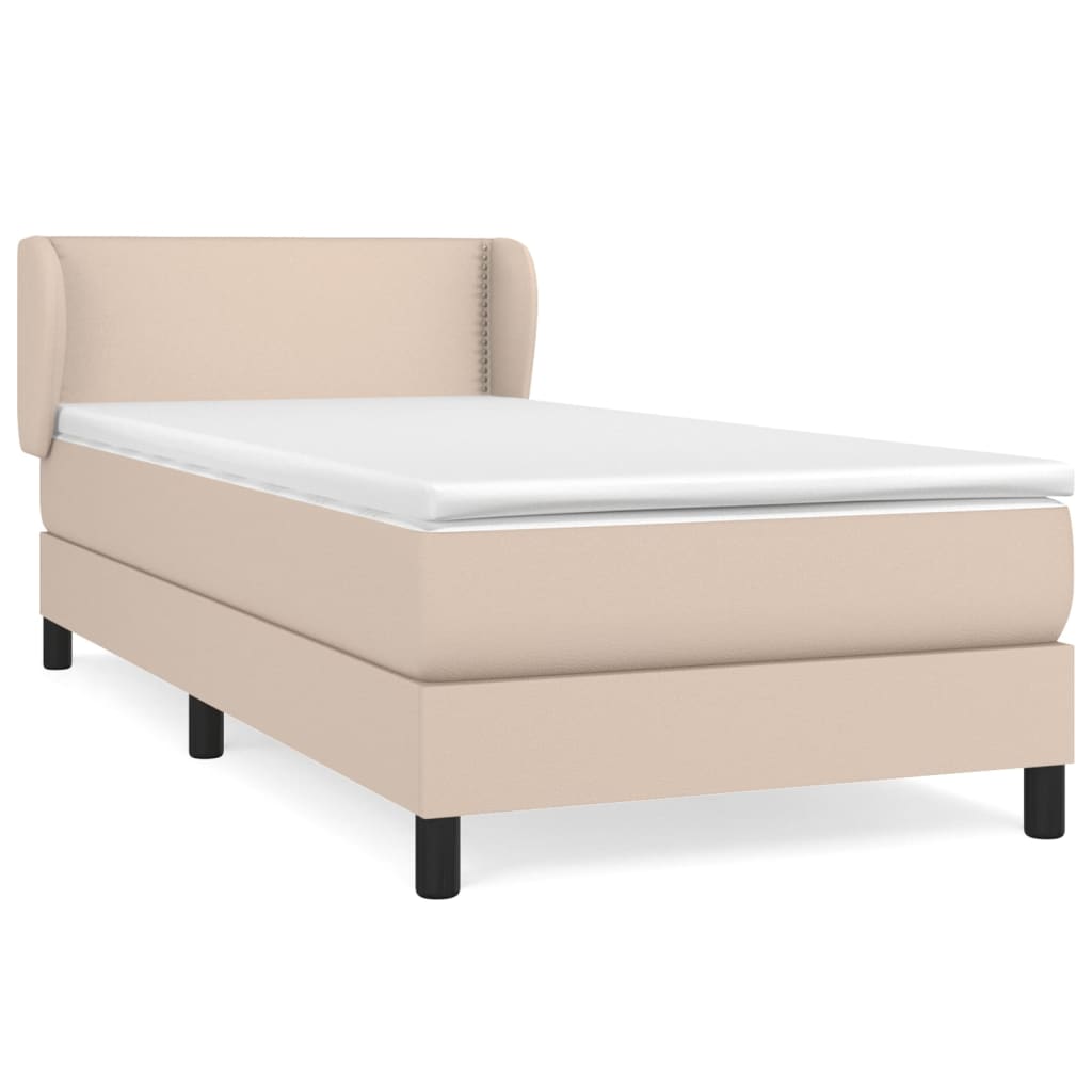 Boxspring met matras kunstleer cappuccinokleurig 90x190 cm