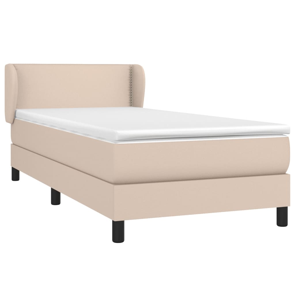 Boxspring met matras kunstleer cappuccinokleurig 90x190 cm