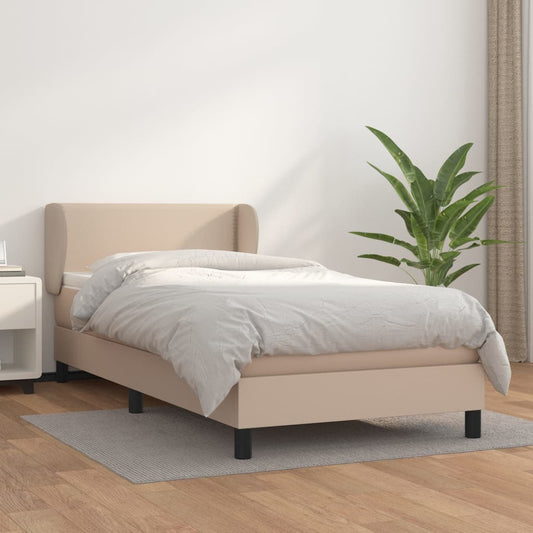 Boxspring met matras kunstleer cappuccinokleurig 90x190 cm