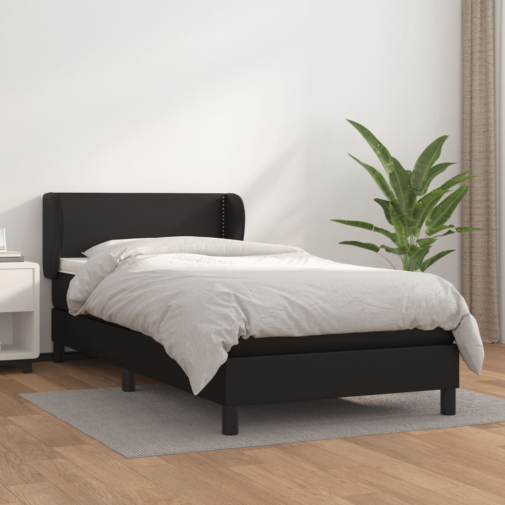 Boxspring met matras kunstleer zwart 90x200 cm