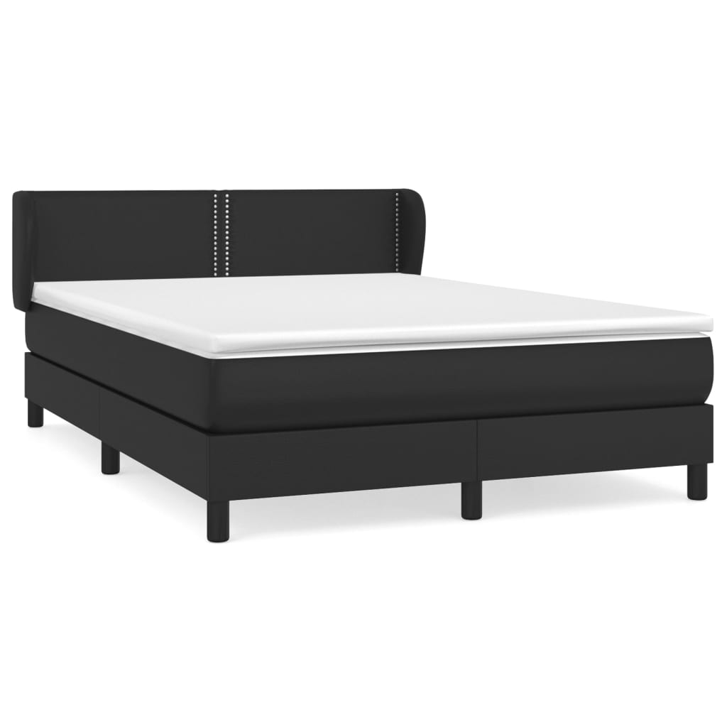 Boxspring met matras kunstleer zwart 140x190 cm