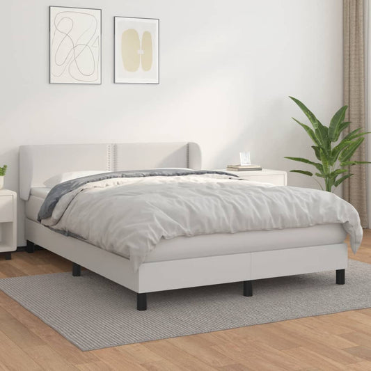 Boxspring met matras kunstleer wit 140x190 cm