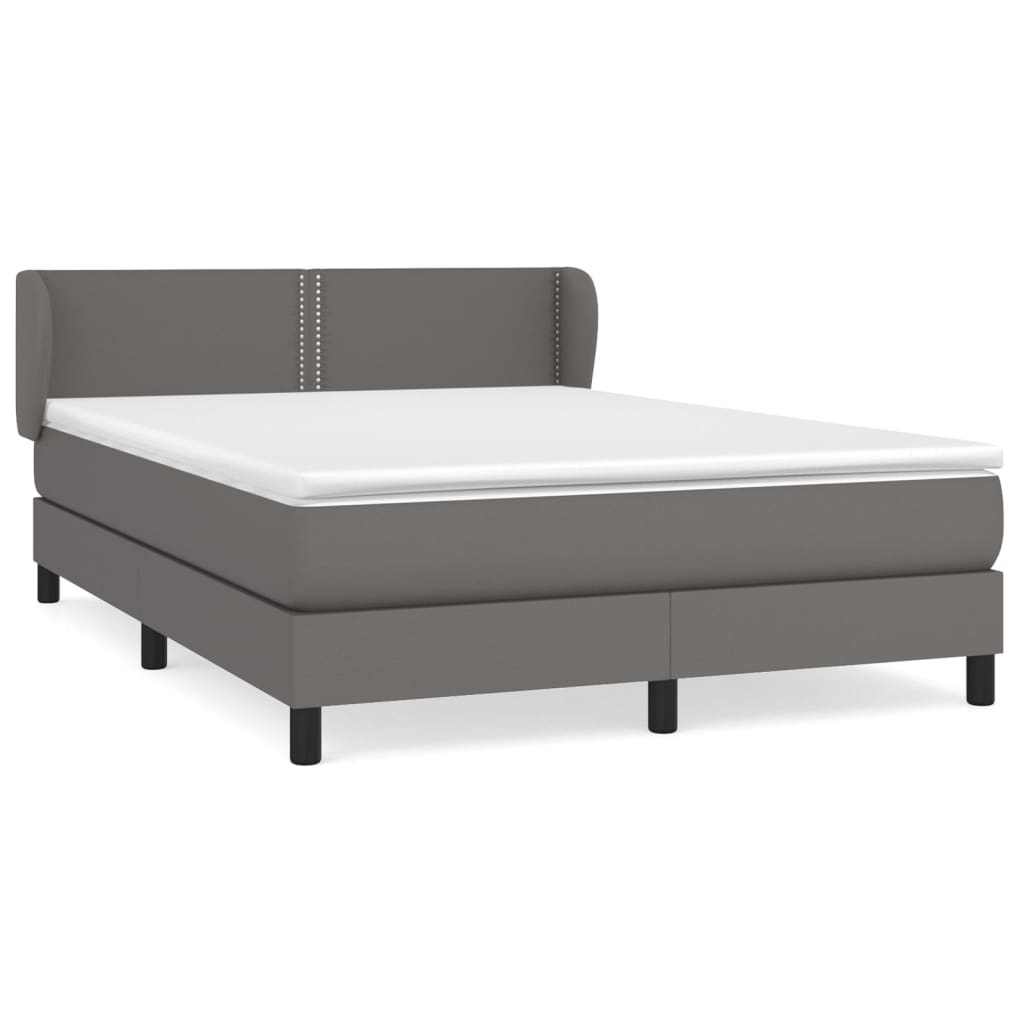 Boxspring met matras kunstleer grijs 140x190 cm