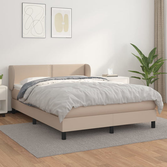 Boxspring met matras kunstleer cappuccinokleurig 140x190 cm