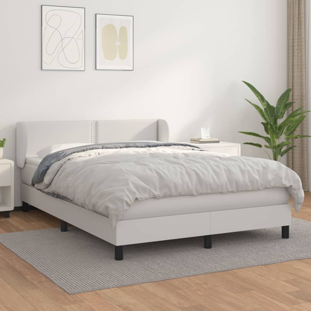 Boxspring met matras kunstleer wit 140x200 cm