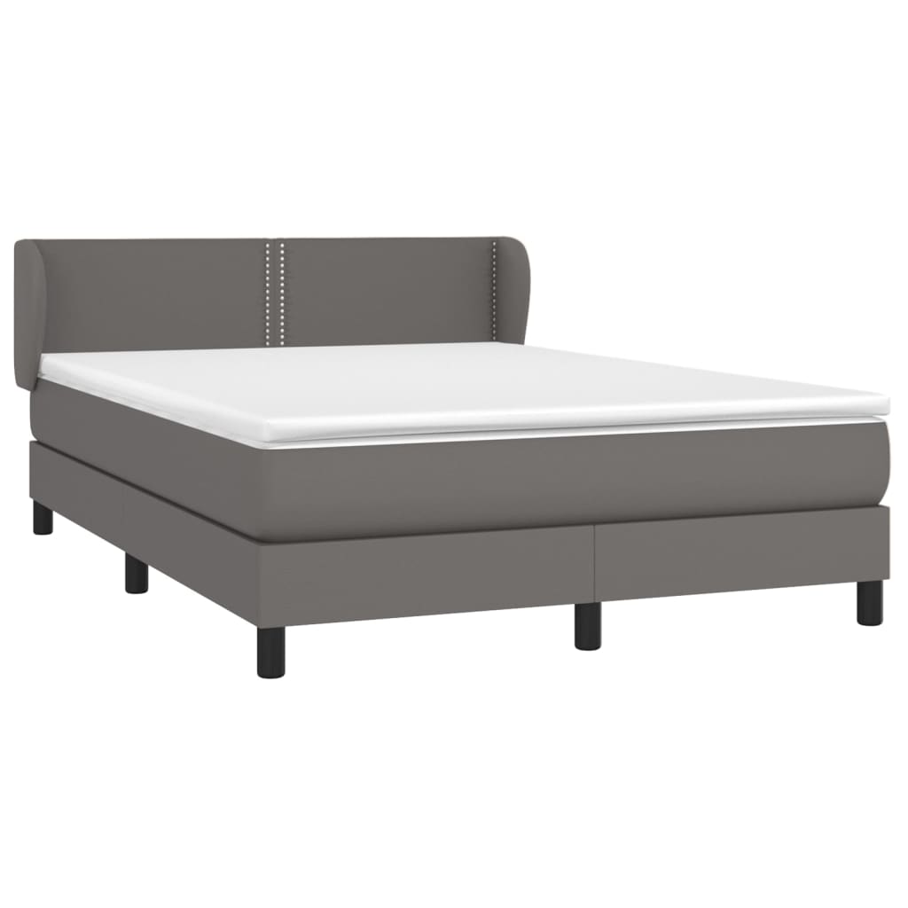 Boxspring met matras kunstleer grijs 140x200 cm