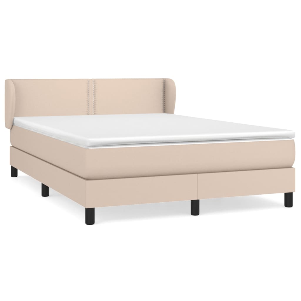 Boxspring met matras kunstleer cappuccinokleurig 140x200 cm