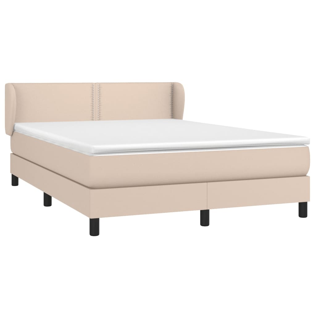 Boxspring met matras kunstleer cappuccinokleurig 140x200 cm