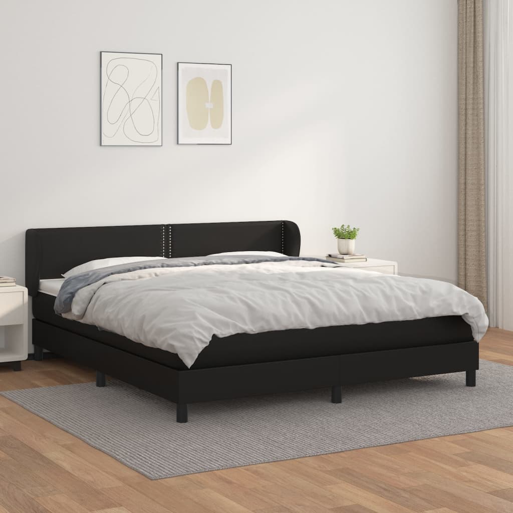 Boxspring met matras kunstleer zwart 160x200 cm