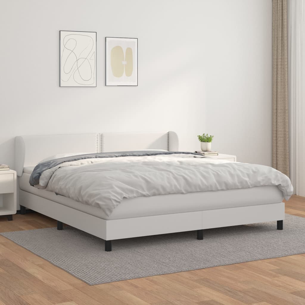 Boxspring met matras kunstleer wit 160x200 cm