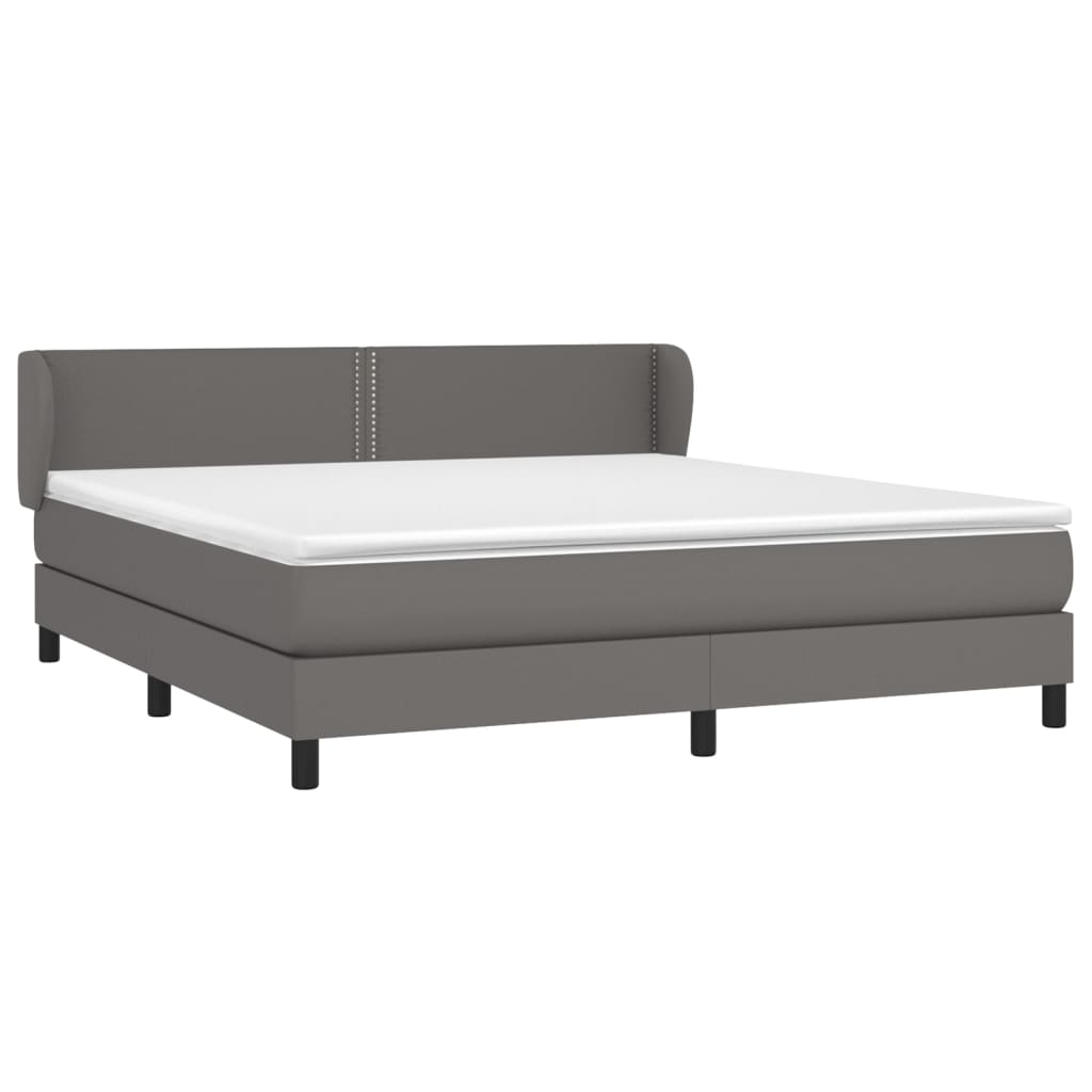 Boxspring met matras kunstleer grijs 160x200 cm