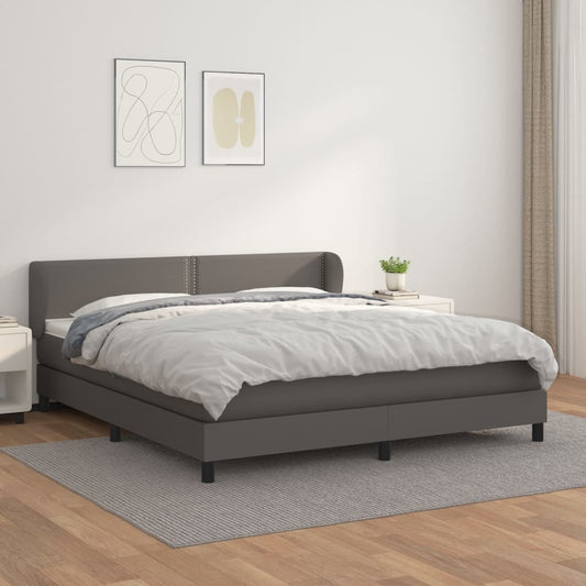 Boxspring met matras kunstleer grijs 160x200 cm