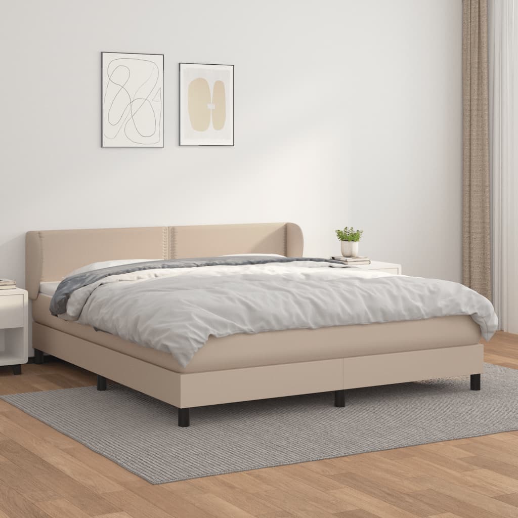 Boxspring met matras kunstleer cappuccinokleurig 160x200 cm