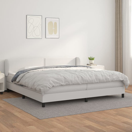 Boxspring met matras kunstleer wit 200x200 cm