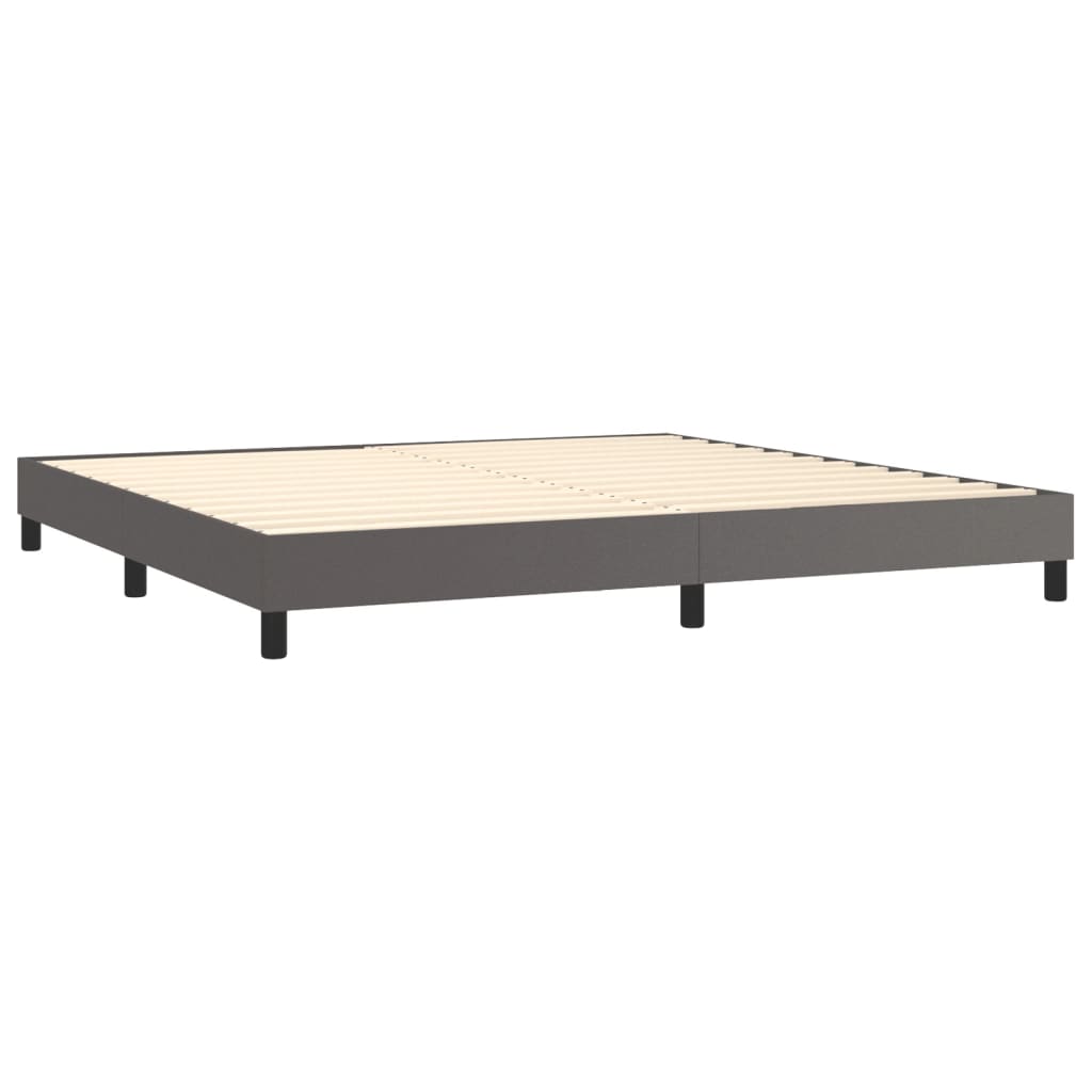 Boxspring met matras kunstleer grijs 200x200 cm