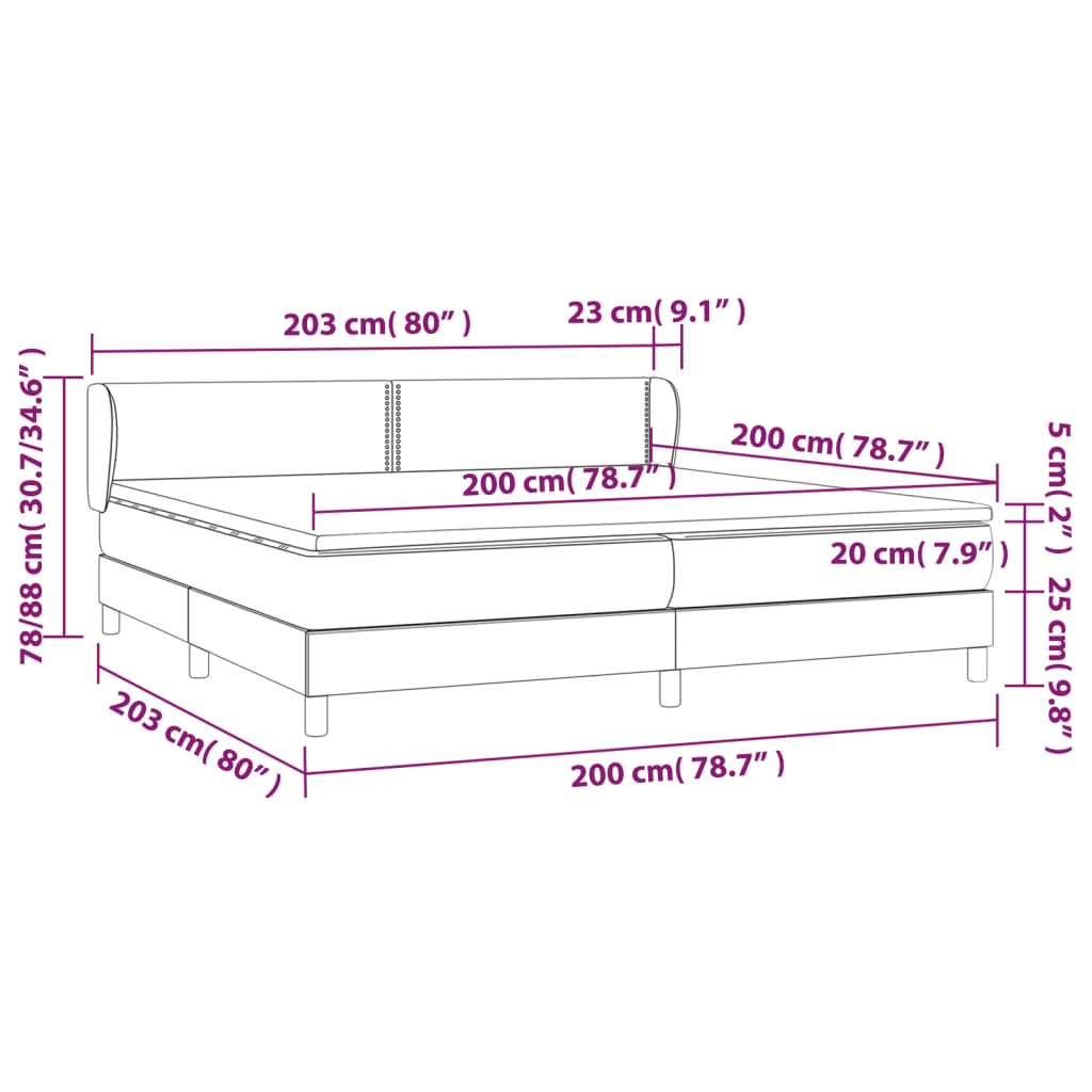 Boxspring met matras kunstleer grijs 200x200 cm