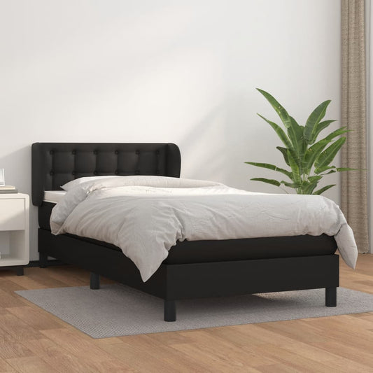 Boxspring met matras kunstleer zwart 80x200 cm