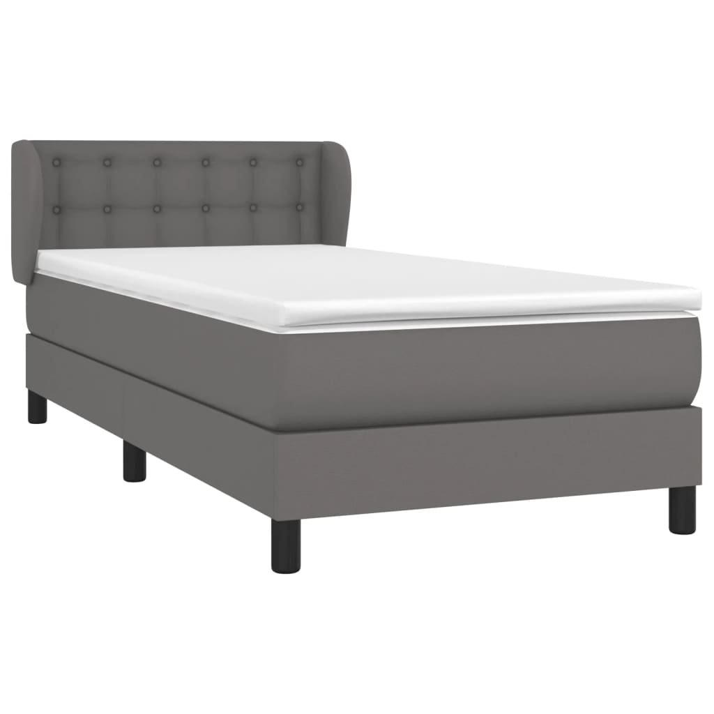 Boxspring met matras kunstleer grijs 90x190 cm