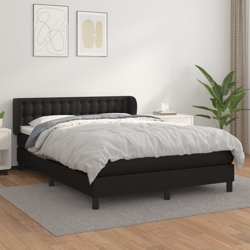 Boxspring met matras kunstleer zwart 140x190 cm