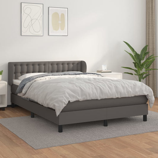 Boxspring met matras kunstleer grijs 140x190 cm