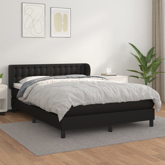 Boxspring met matras kunstleer zwart 140x200 cm