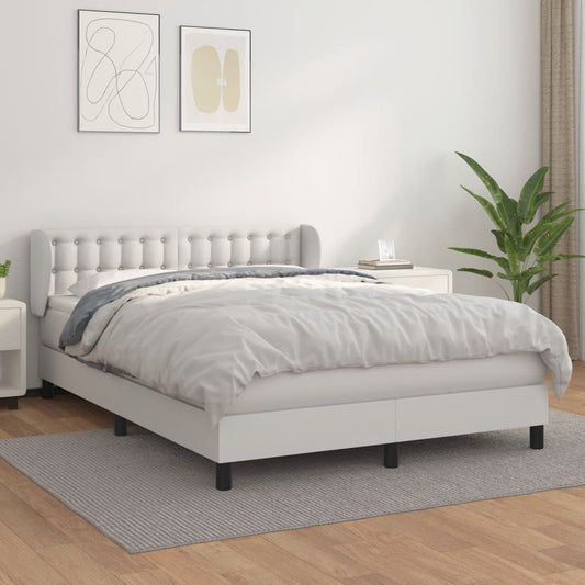 Boxspring met matras kunstleer wit 140x200 cm