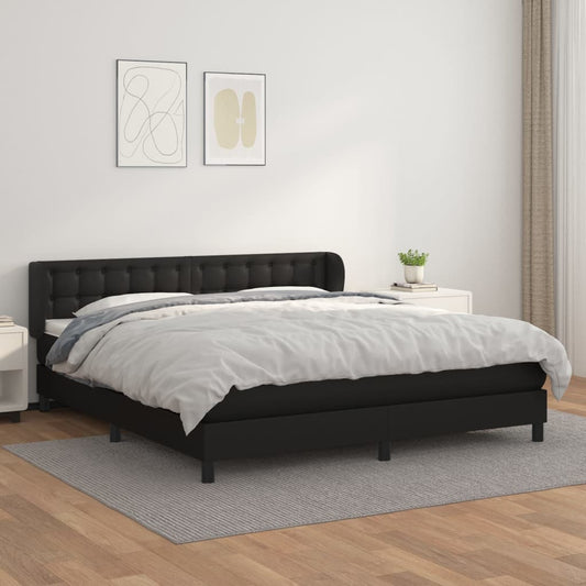 Boxspring met matras kunstleer zwart 160x200 cm