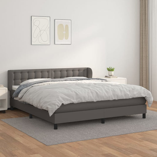 Boxspring met matras kunstleer grijs 180x200 cm