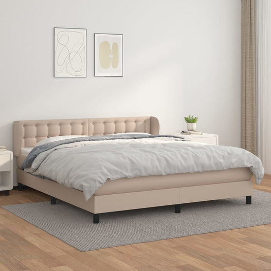 Boxspring met matras kunstleer cappuccinokleurig 180x200 cm