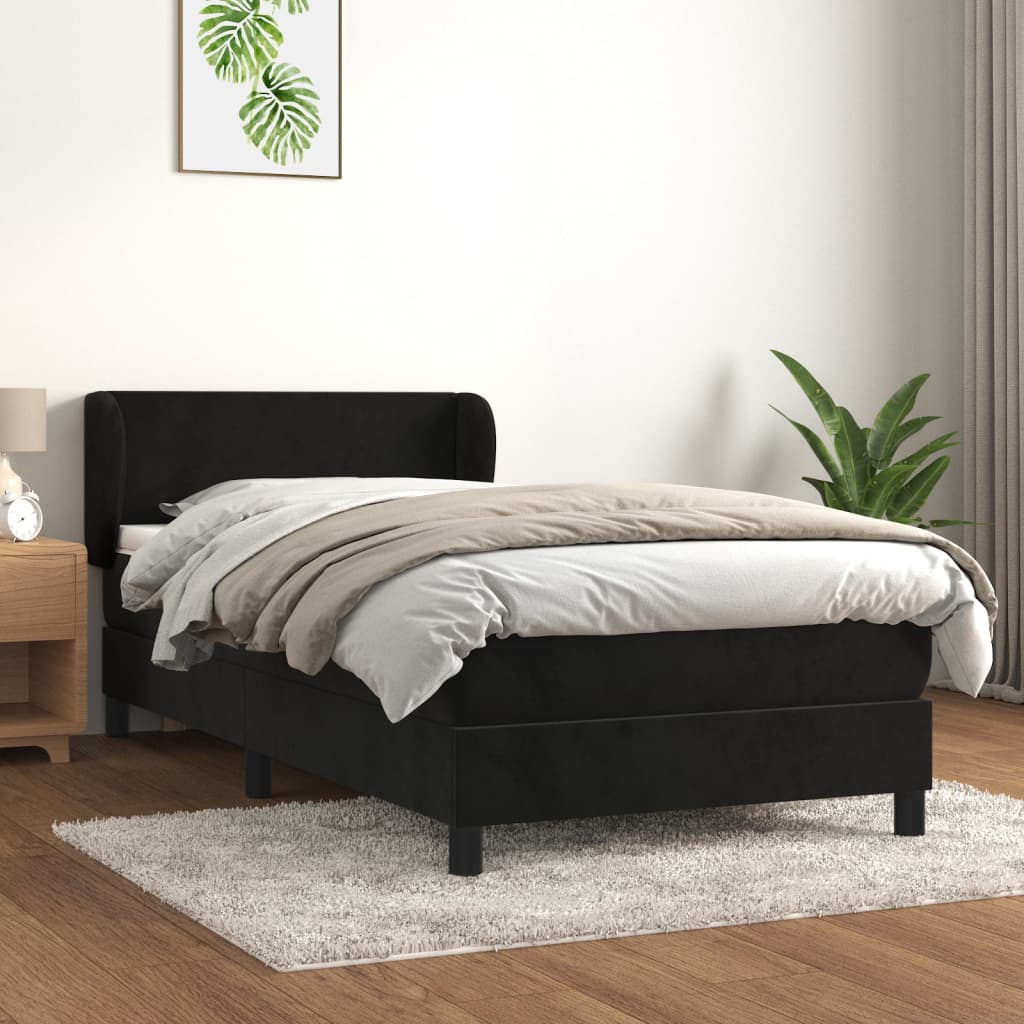 Boxspring met matras fluweel zwart 80x200 cm Bedden & bedframes | Creëer jouw Trendy Thuis | Gratis bezorgd & Retour | Trendy.nl