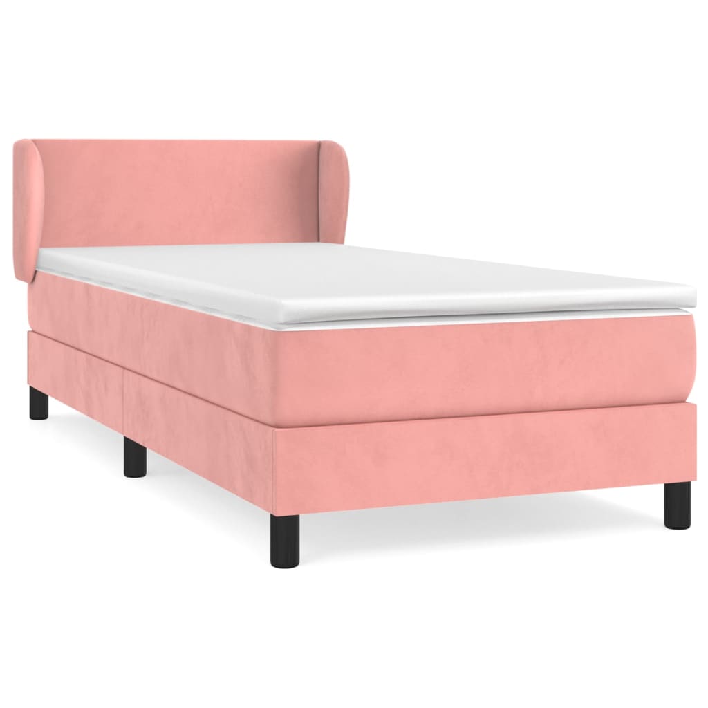 Boxspring met matras fluweel roze 80x200 cm