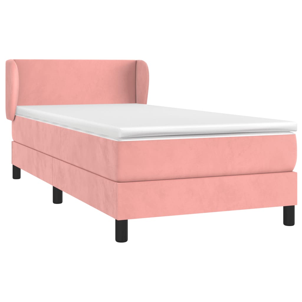 Boxspring met matras fluweel roze 80x200 cm