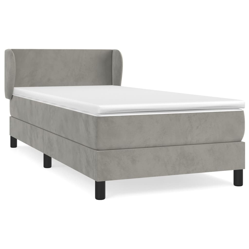 Boxspring met matras fluweel lichtgrijs 90x190 cm Bedden & bedframes | Creëer jouw Trendy Thuis | Gratis bezorgd & Retour | Trendy.nl