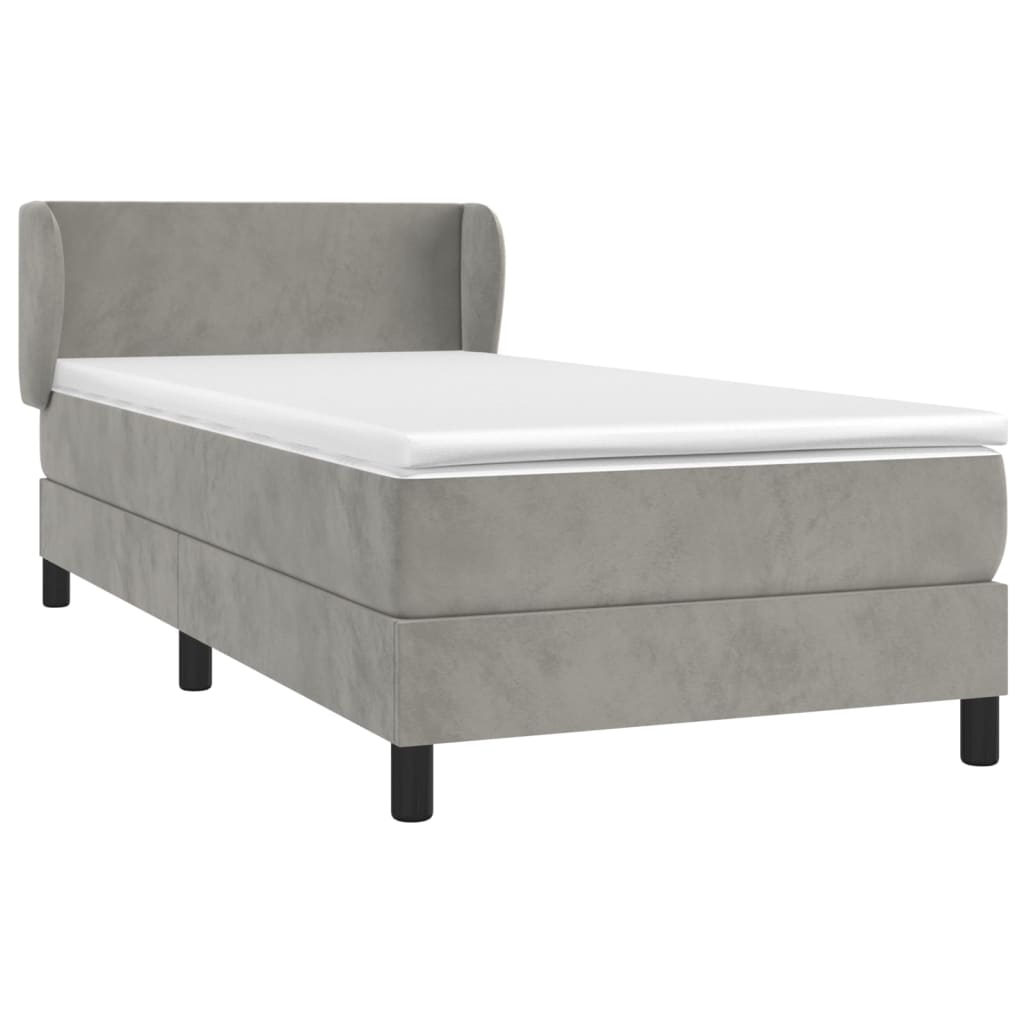 Boxspring met matras fluweel lichtgrijs 90x190 cm Bedden & bedframes | Creëer jouw Trendy Thuis | Gratis bezorgd & Retour | Trendy.nl