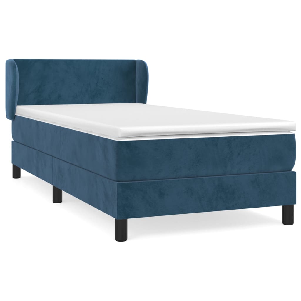 Boxspring met matras fluweel donkerblauw 90x190 cm