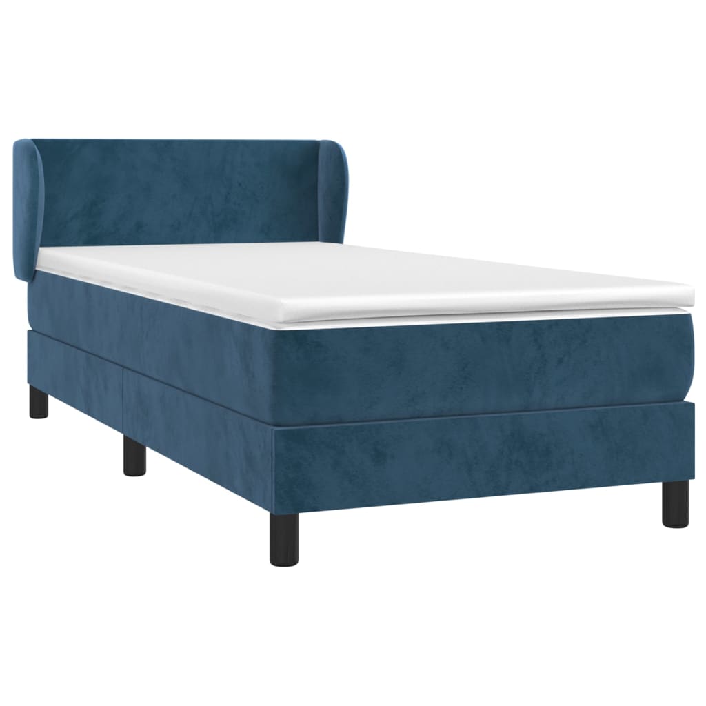 Boxspring met matras fluweel donkerblauw 90x190 cm