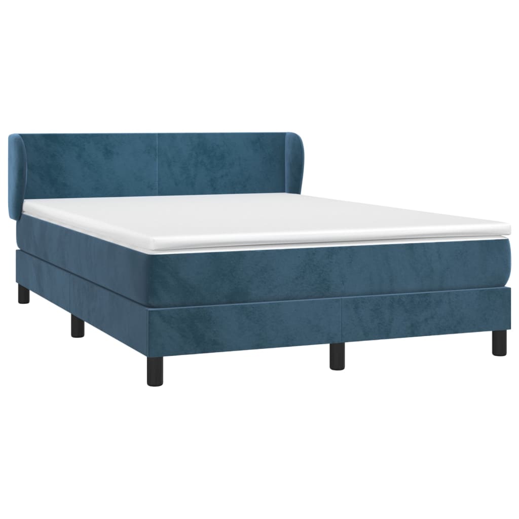 Boxspring met matras fluweel donkerblauw 140x190 cm