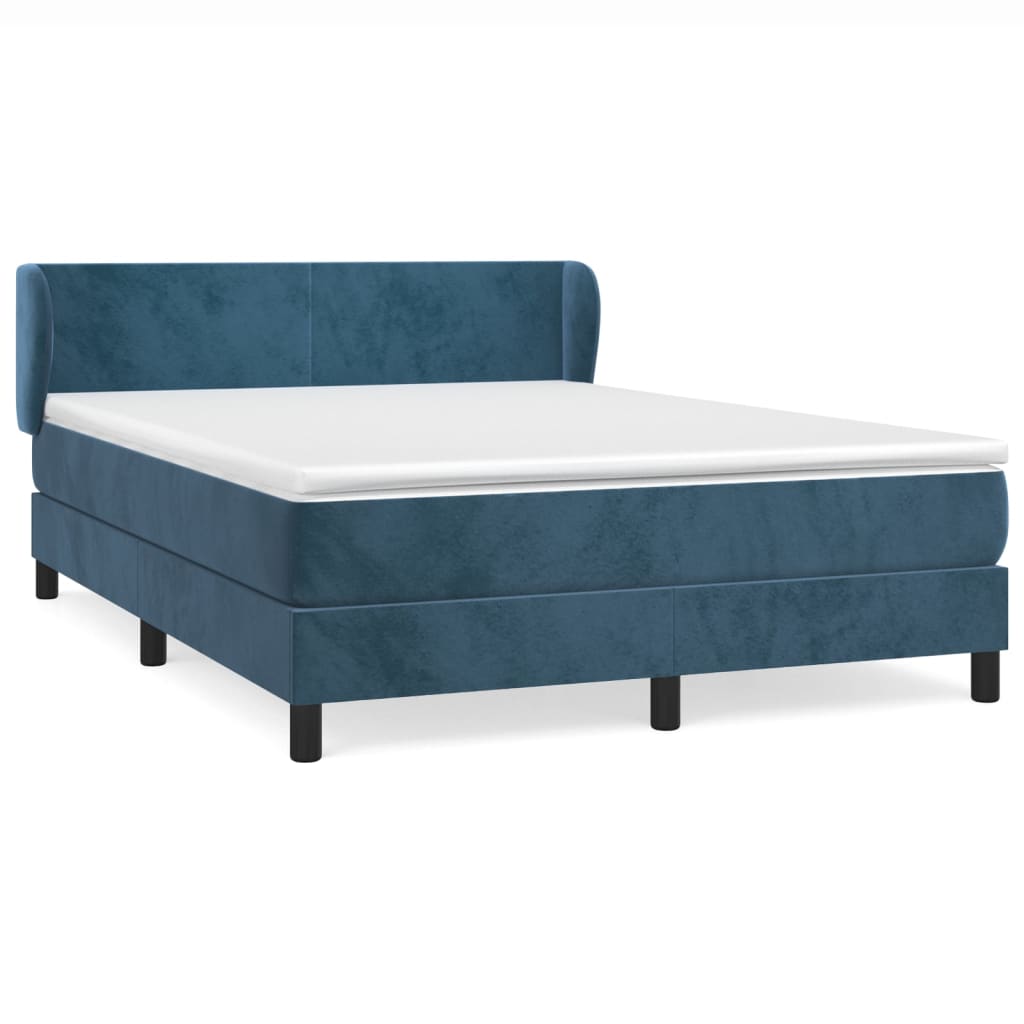 Boxspring met matras fluweel donkerblauw 140x200 cm