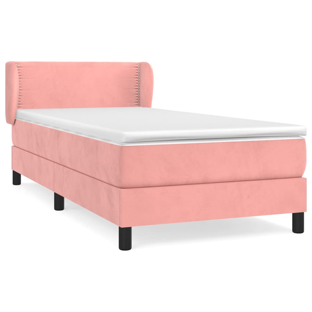 Boxspring met matras fluweel roze 80x200 cm