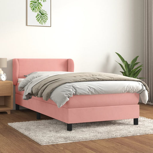 Boxspring met matras fluweel roze 80x200 cm